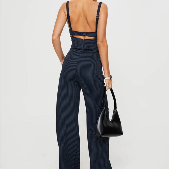 Navy pinstripes trousers and top set - Picture 3 of 7